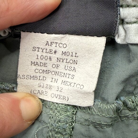 AFTCO Shorts Men 32 Green Nylon Cargo Elastic 8" M01 Original Fishing b118 - Picture 7 of 14